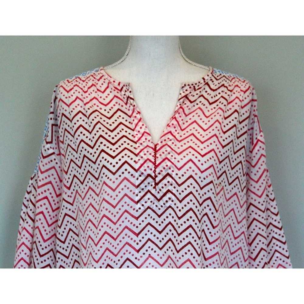 NIMO WITH LOVE Resort Wear Blouse Top Pink Red & … - image 2