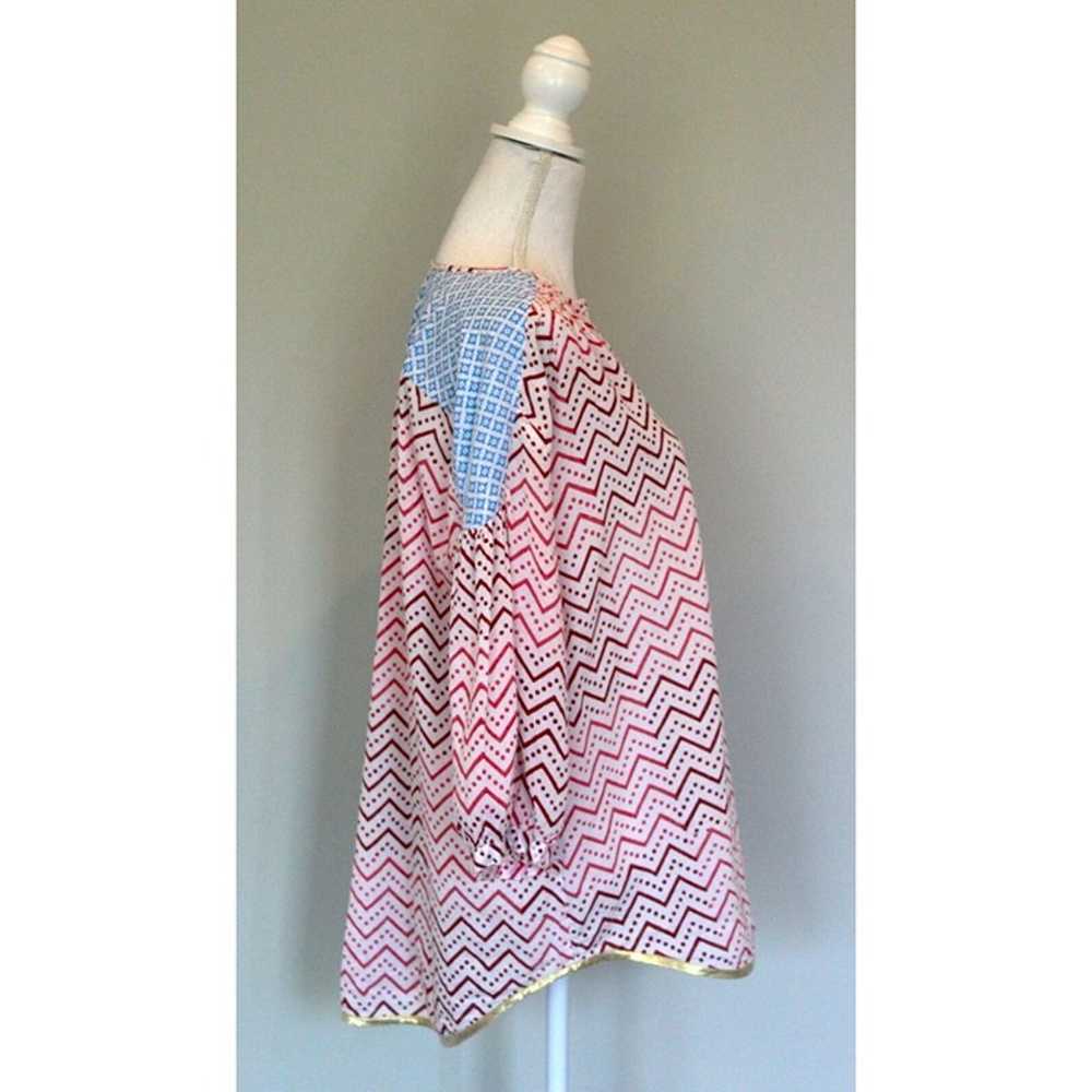 NIMO WITH LOVE Resort Wear Blouse Top Pink Red & … - image 5