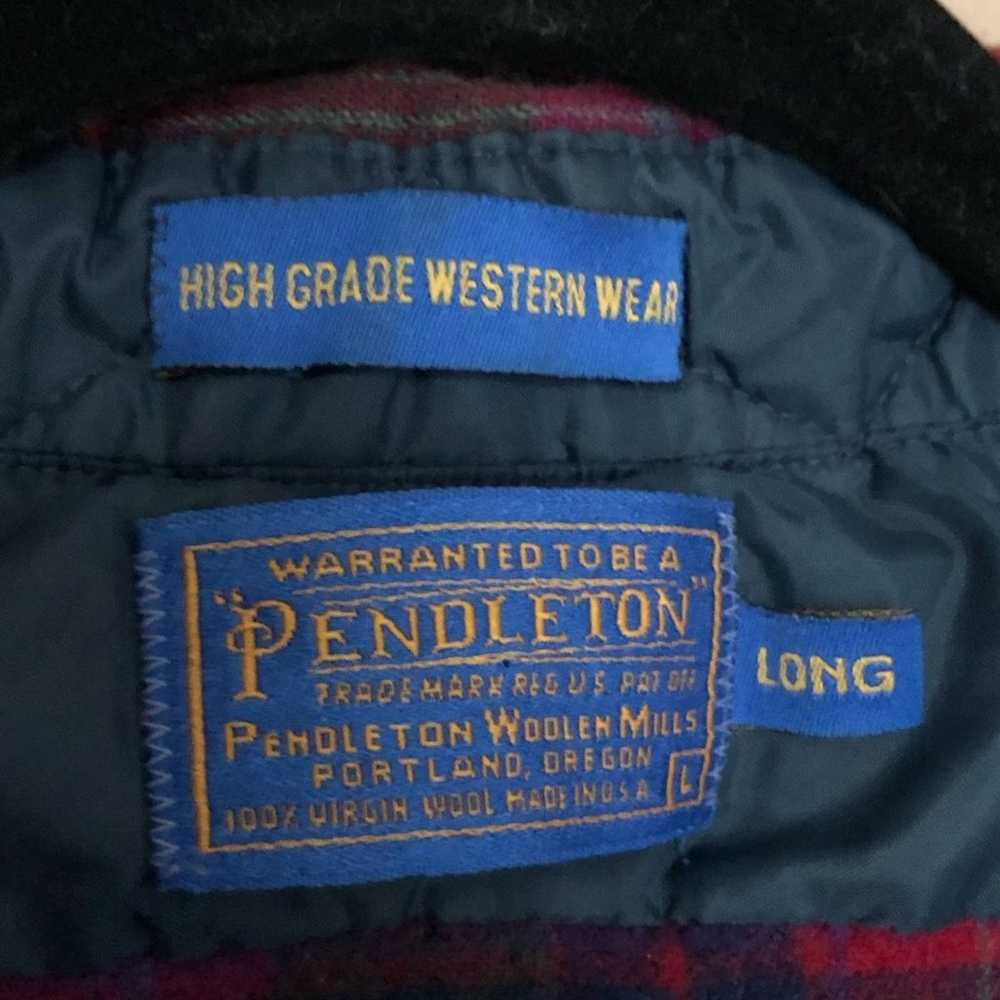 Pendleton 100% Wool Plaid Button Down Size L Long - image 3
