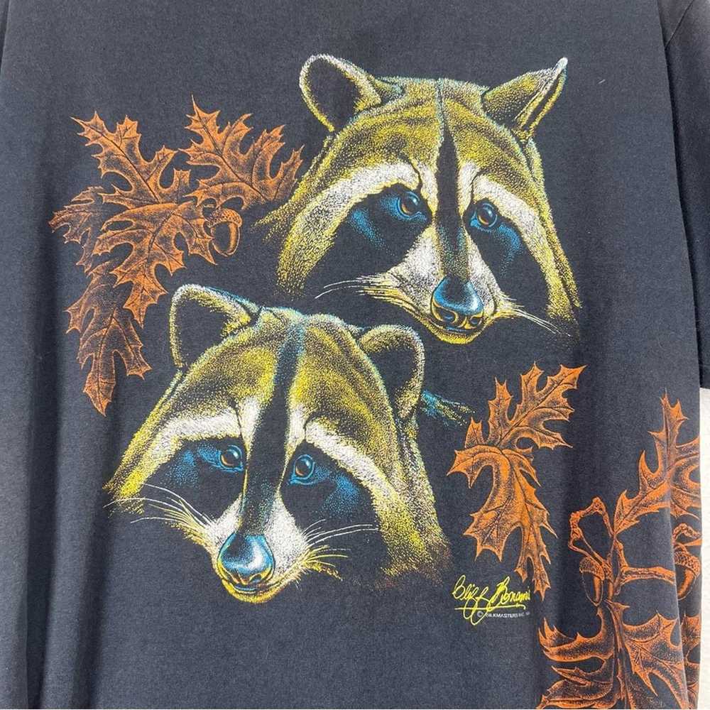 VINTAGE 1989 Racoon New Hampshire Nature Graphic … - image 2
