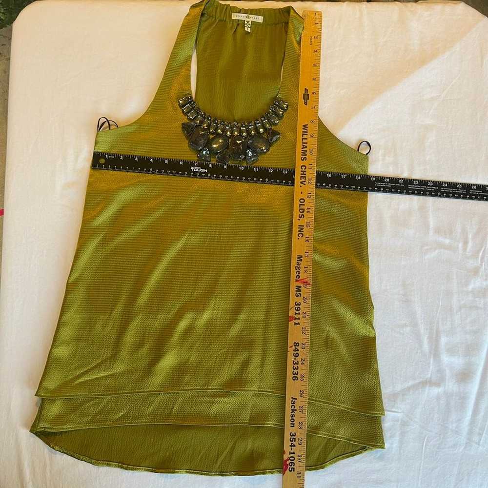 Large NWOT Velvet Heart Chartreuse Silk Jeweled R… - image 12