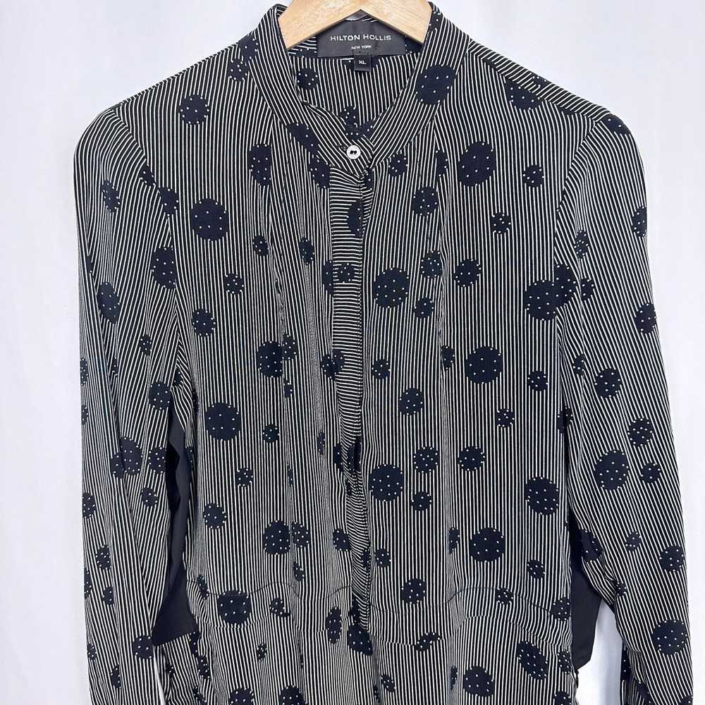 Hilton Hollis Button Up Shirt Sz XL Black Stripe … - image 3