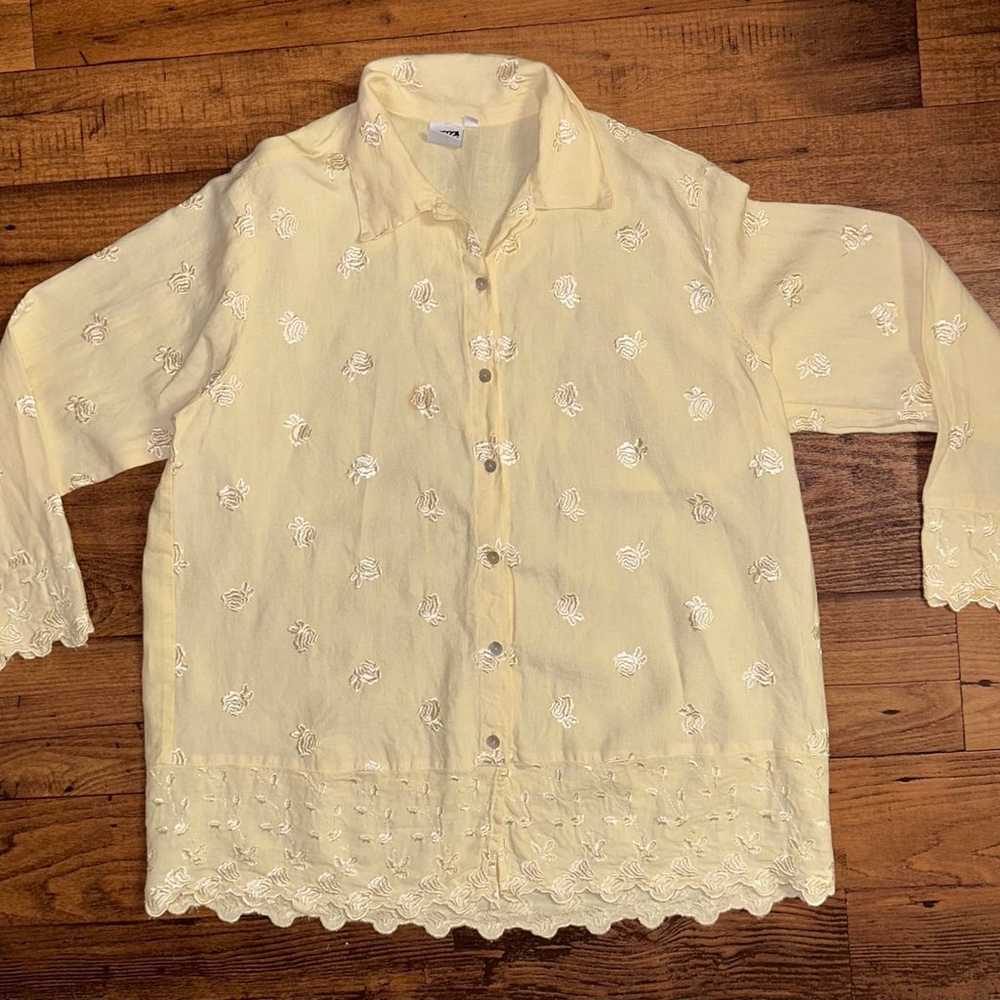 Johnny Was Collection~Vintage Yellow Embroidered … - image 2