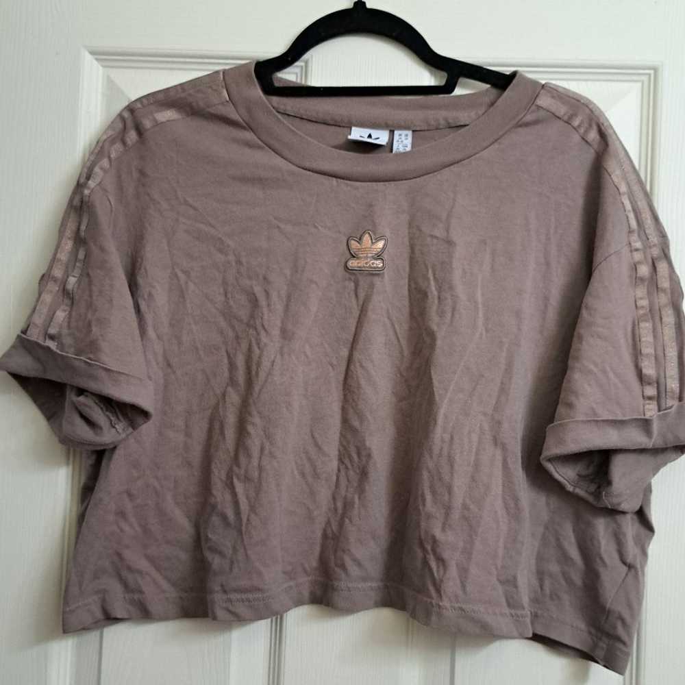 Adidas • Brown Cropped Short Sleeve Tshirt Plus S… - image 1