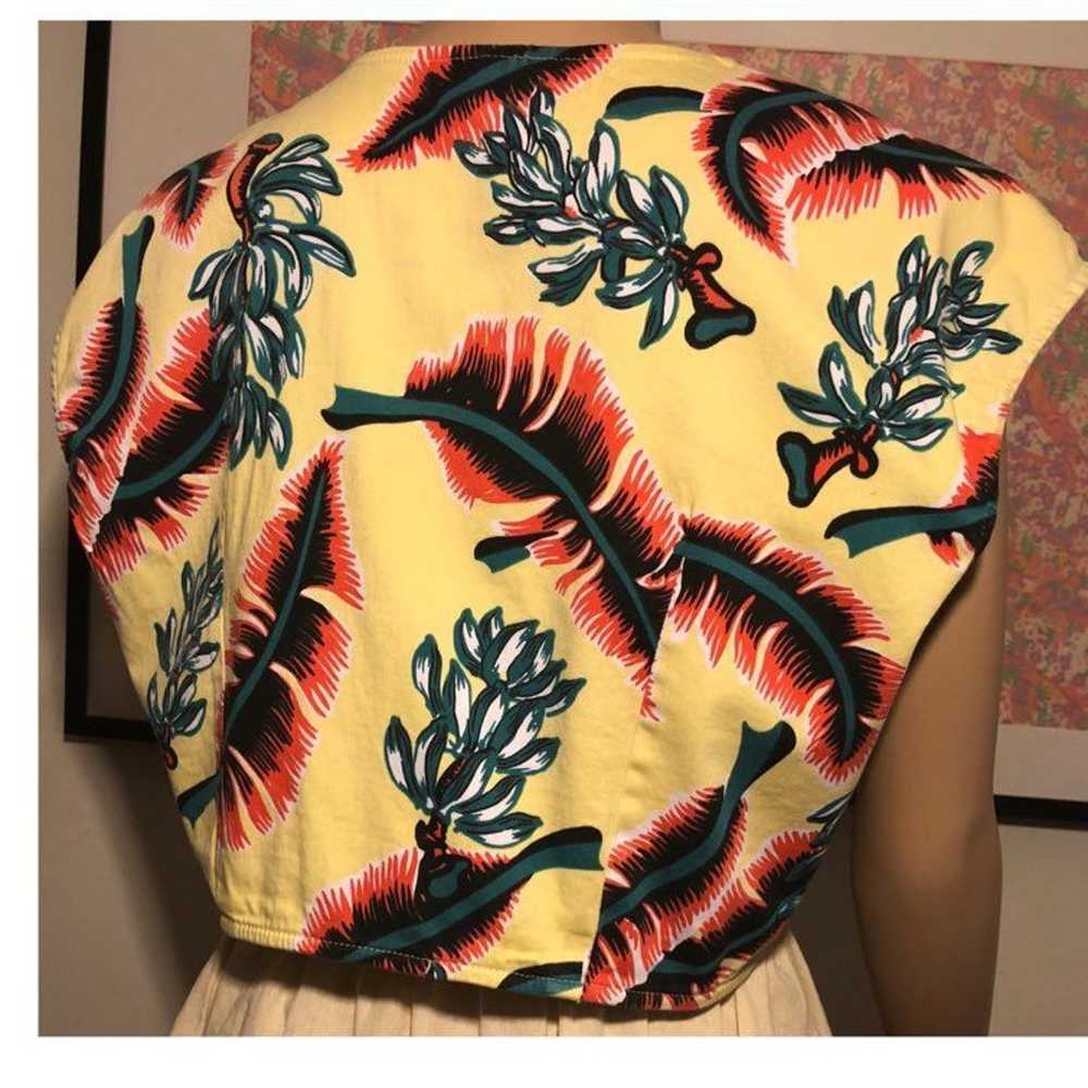 Vtg 70's Banana Palm Print Crop Top XL - image 2