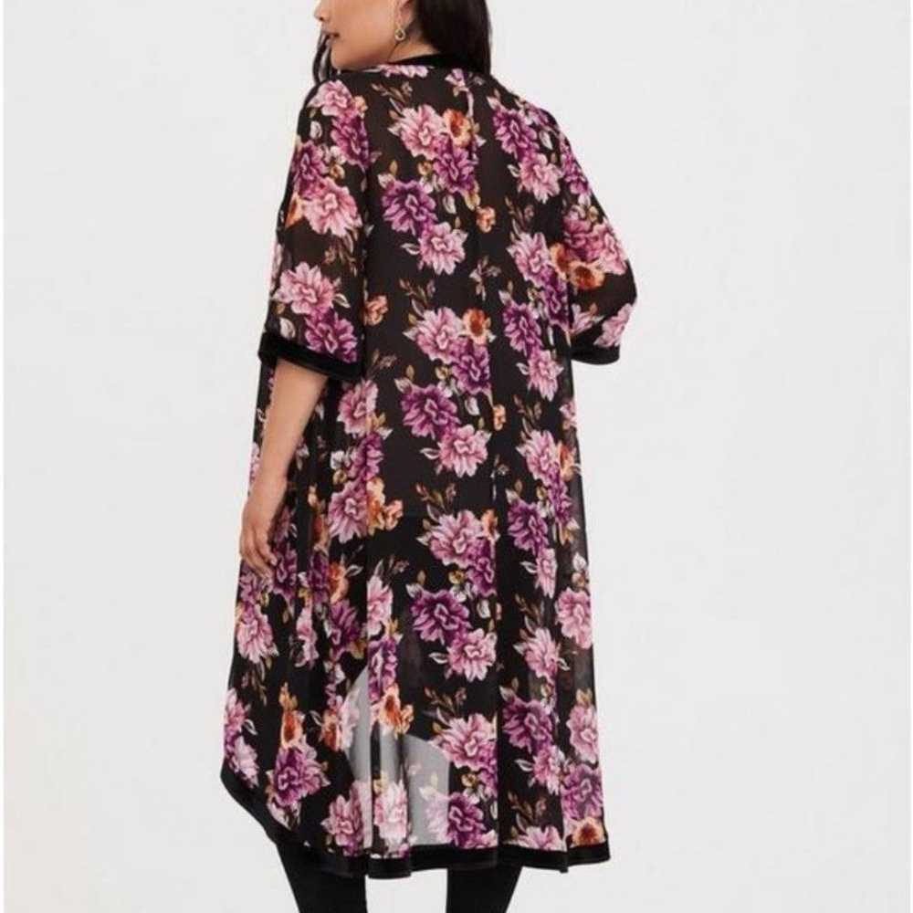 Torrid Floral Sheer Chiffon Velvet Accent Kimono … - image 6