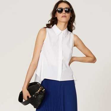 Peter Som • White Ruffle Button Front Tank Top