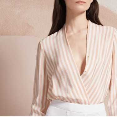 Cuyana Silk Wrap Blouse • Striped • XS - image 1