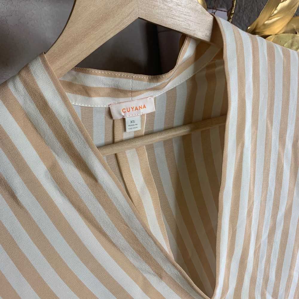 Cuyana Silk Wrap Blouse • Striped • XS - image 4