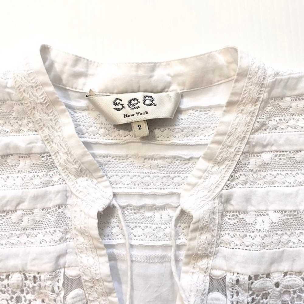 SEA Ila White Crochet-lace Cotton Blouse - image 10