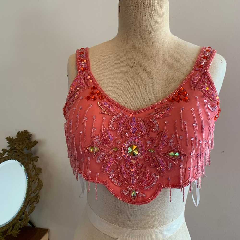 Silk costume sequin bustier lingerie crop top wit… - image 1