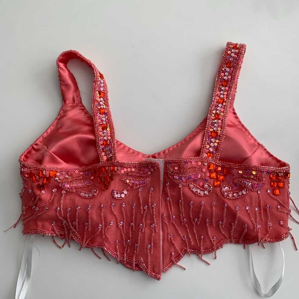 Silk costume sequin bustier lingerie crop top wit… - image 7
