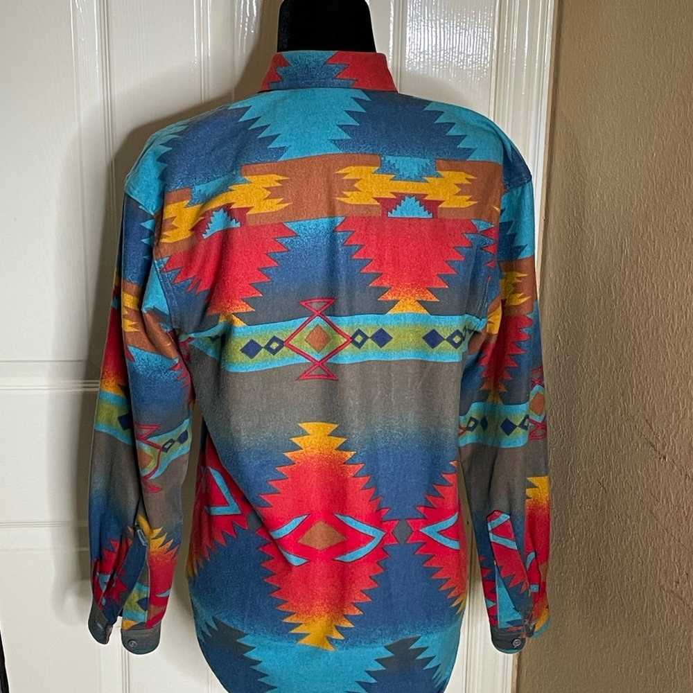 Vtg 90s Woolrich Women Aztec Southwest Flannel Bl… - image 4