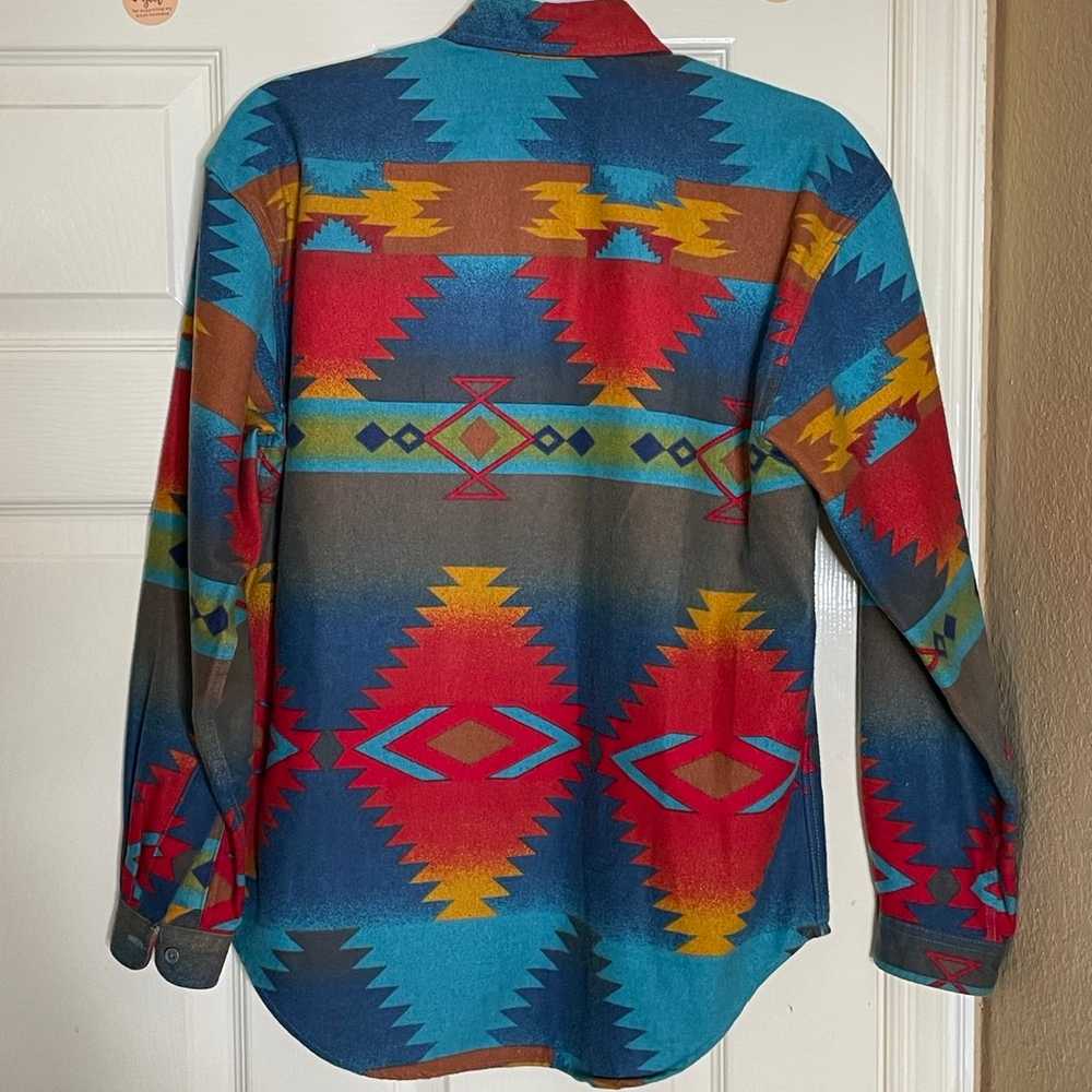 Vtg 90s Woolrich Women Aztec Southwest Flannel Bl… - image 5