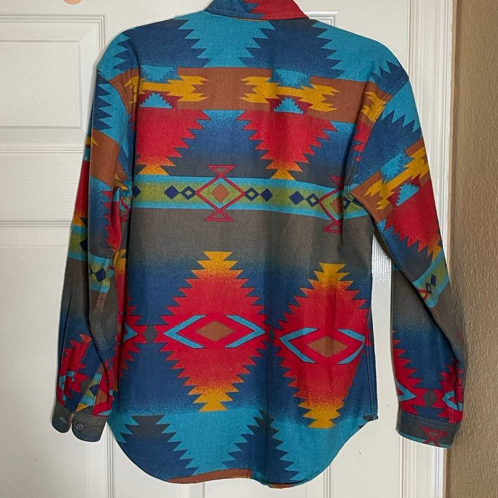 Vtg 90s Woolrich Women Aztec Southwest Flannel Bl… - image 8