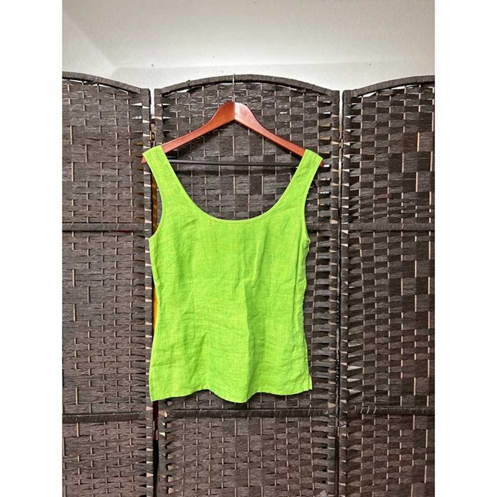 Escada Womens Green Linen Sleeveless Blouse Size … - image 1