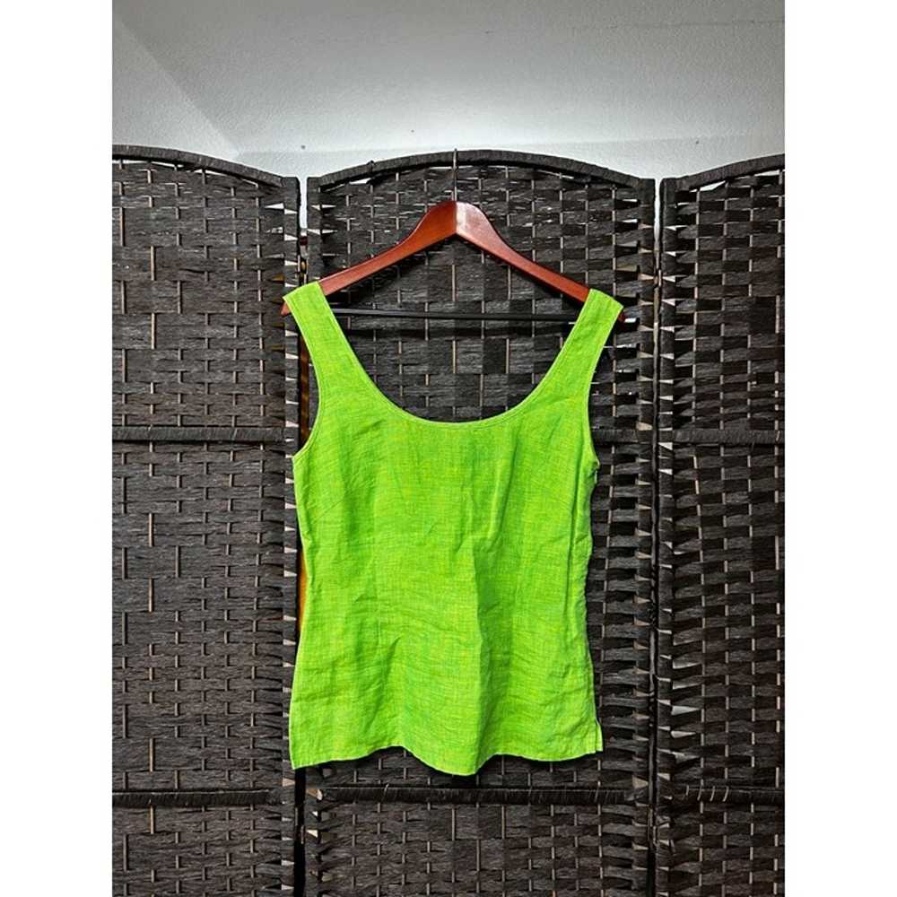 Escada Womens Green Linen Sleeveless Blouse Size … - image 2