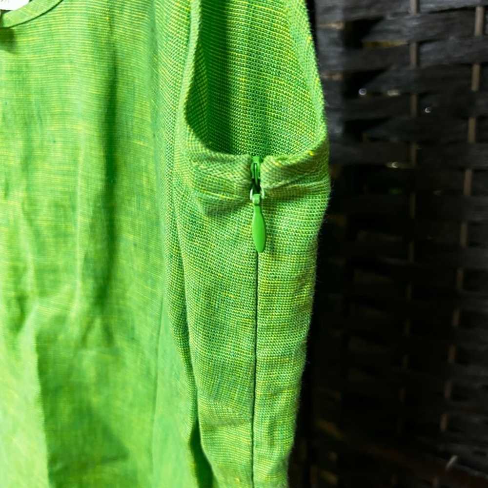 Escada Womens Green Linen Sleeveless Blouse Size … - image 3