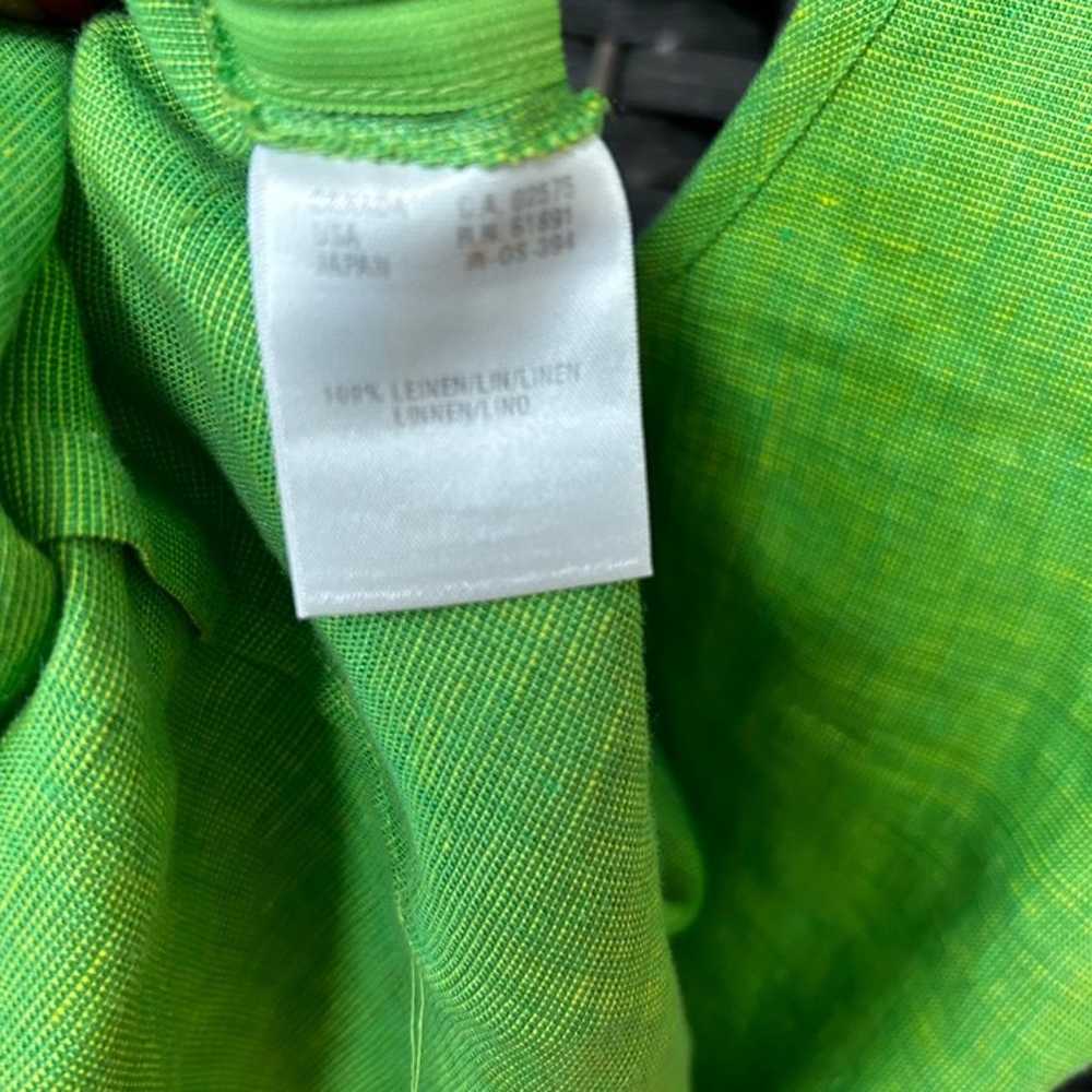 Escada Womens Green Linen Sleeveless Blouse Size … - image 5
