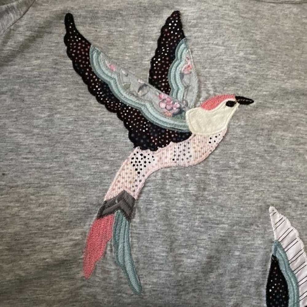 La Vie Rebecca Taylor Grey Bird Patch Jersey Knit… - image 6