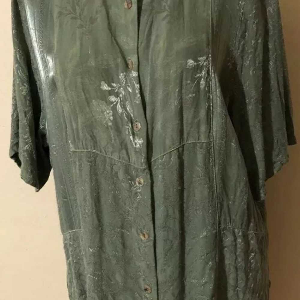 NWOT CITRON Green Rayon Embroidered Top - image 3