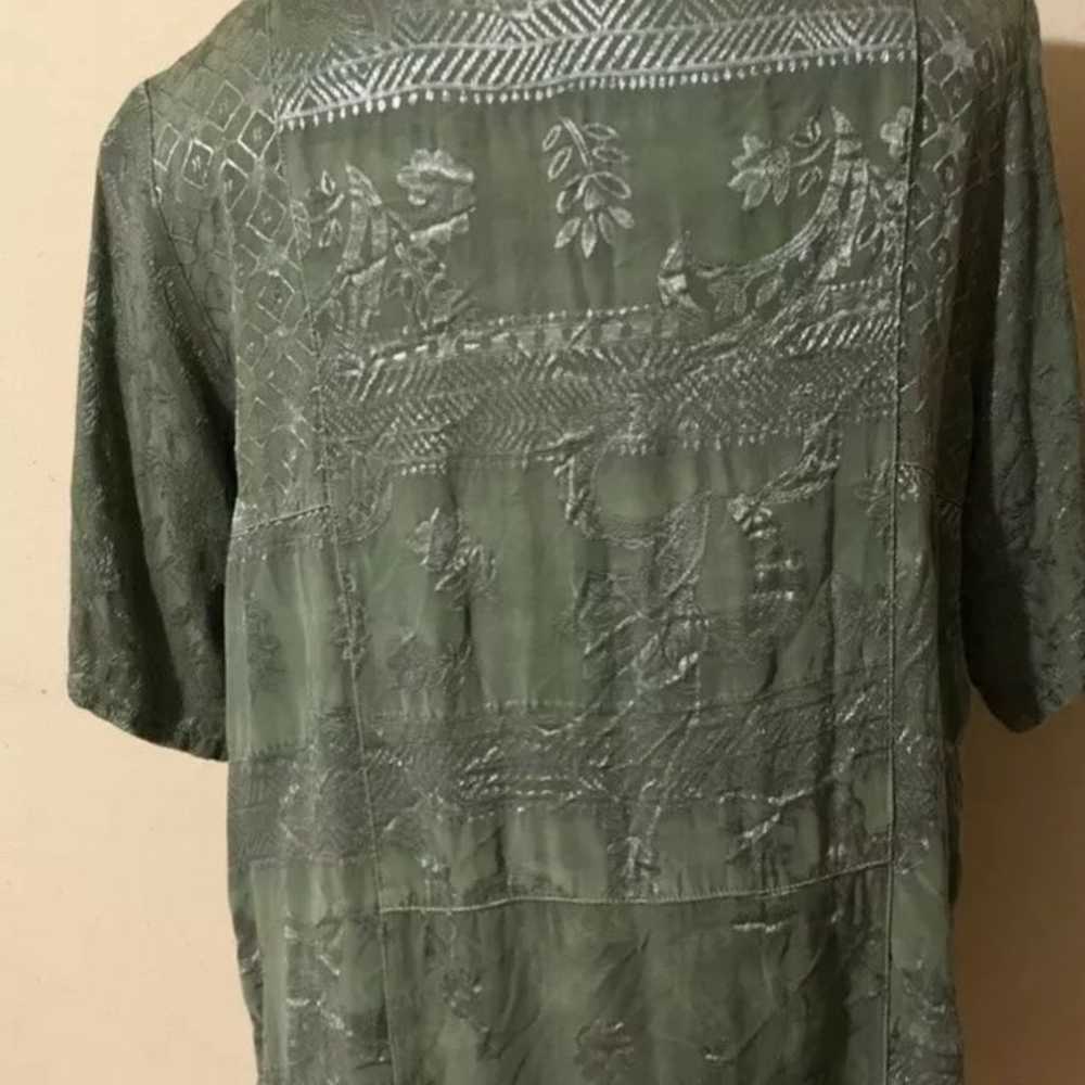 NWOT CITRON Green Rayon Embroidered Top - image 5