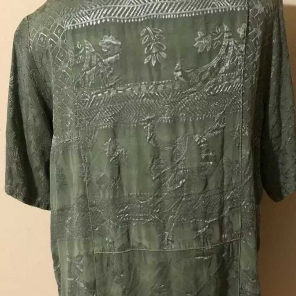 NWOT CITRON Green Rayon Embroidered Top - image 7