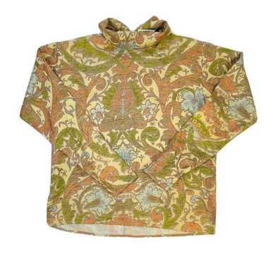 Vintage Rainow Paisley Print Silk Collared Blouse… - image 1