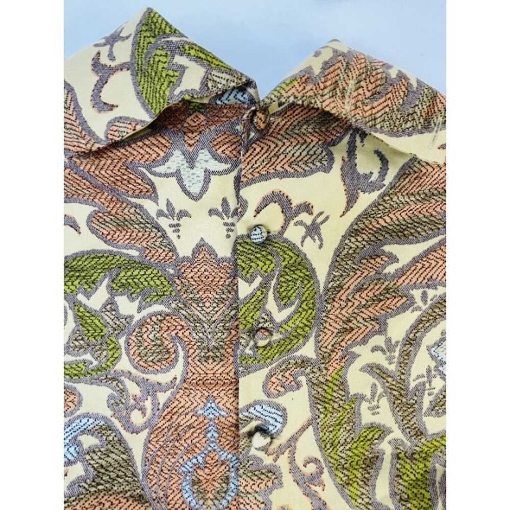 Vintage Rainow Paisley Print Silk Collared Blouse… - image 5
