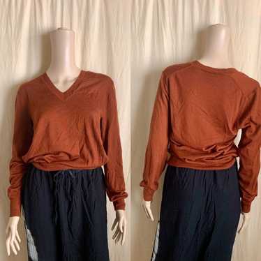 J. Crew italian cashmere clay color v neck pullov… - image 1