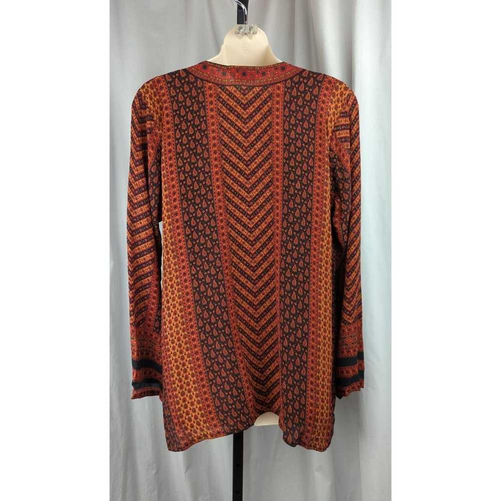 BIBA Vintage Silk Kaftan Top Orange Red Chevron P… - image 3