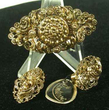 Mid-Century W. Germany “Comtesse” Pin & Earclips,… - image 1