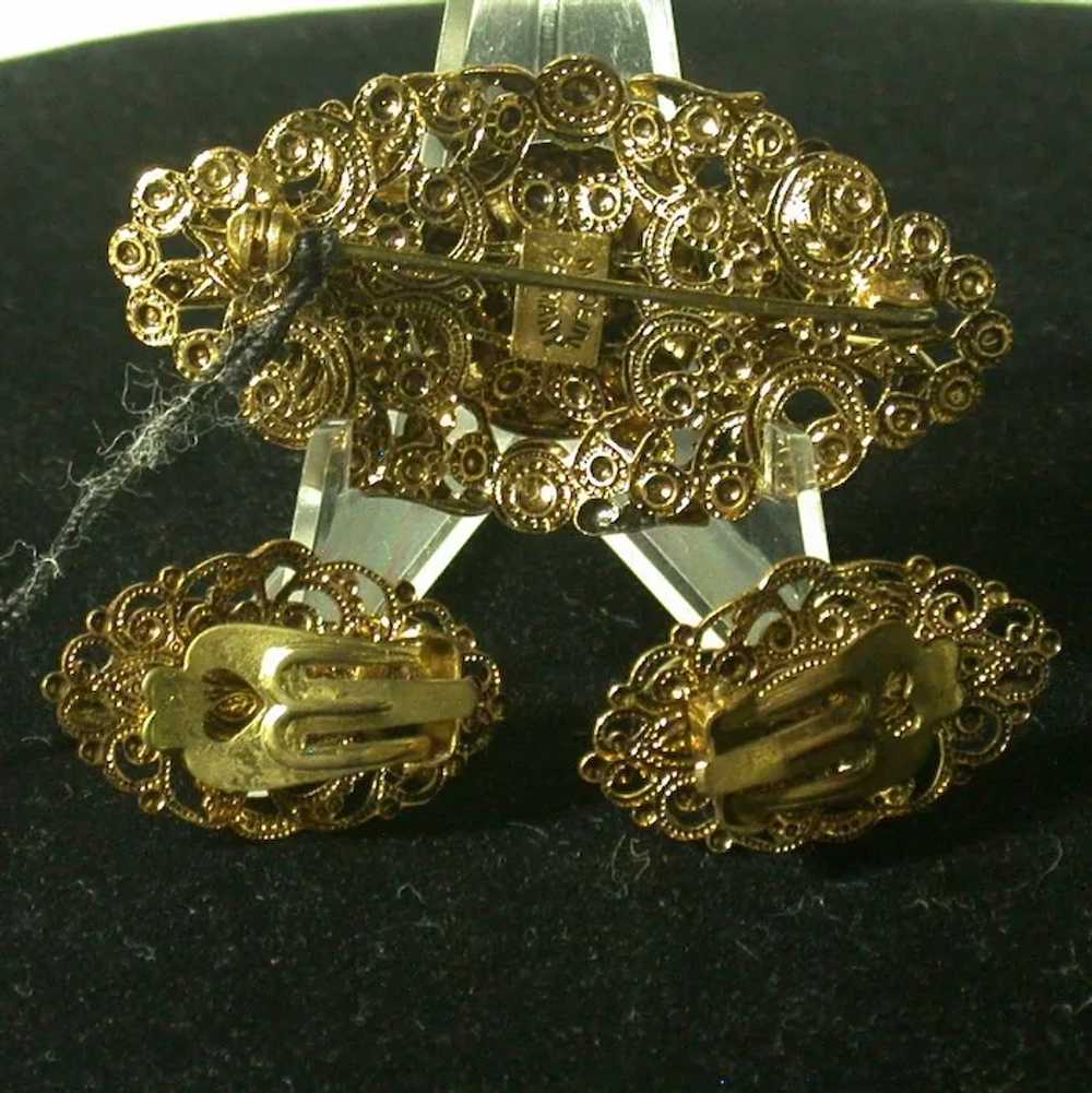 Mid-Century W. Germany “Comtesse” Pin & Earclips,… - image 2