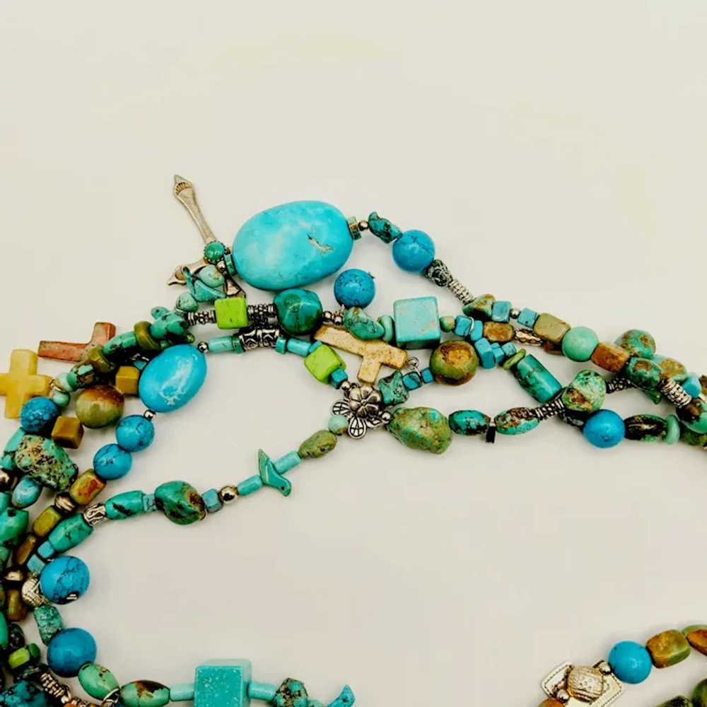 Southwestern Multi Gemstone Fetish Cross Necklace - image 5