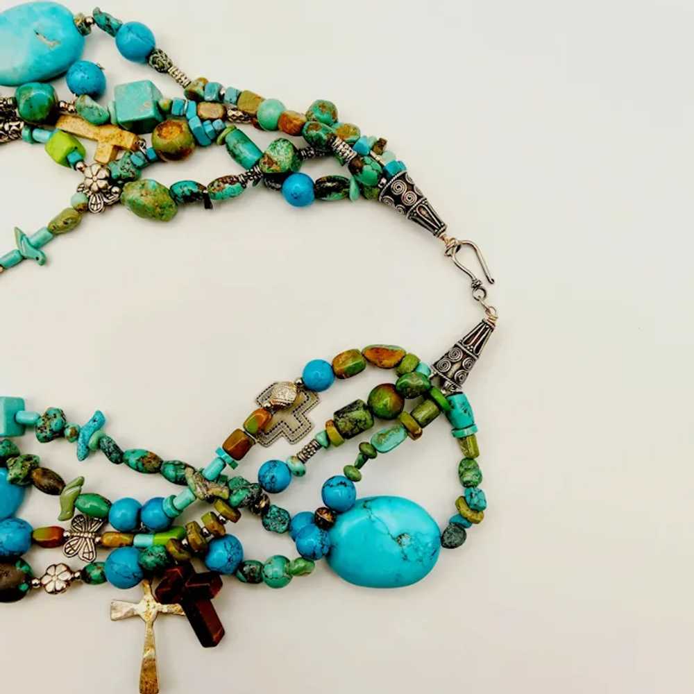 Southwestern Multi Gemstone Fetish Cross Necklace - image 6