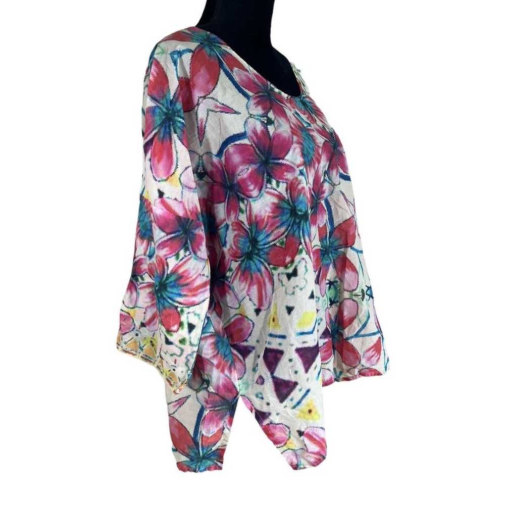Johnny Was Blouse Pink Multicolor Floral Tunic To… - image 2