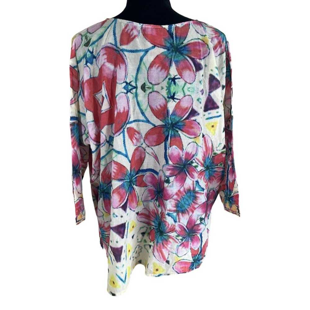 Johnny Was Blouse Pink Multicolor Floral Tunic To… - image 3