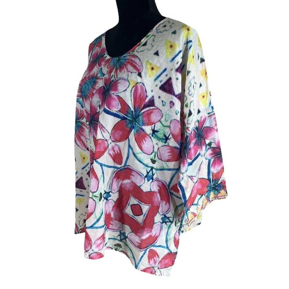 Johnny Was Blouse Pink Multicolor Floral Tunic To… - image 4