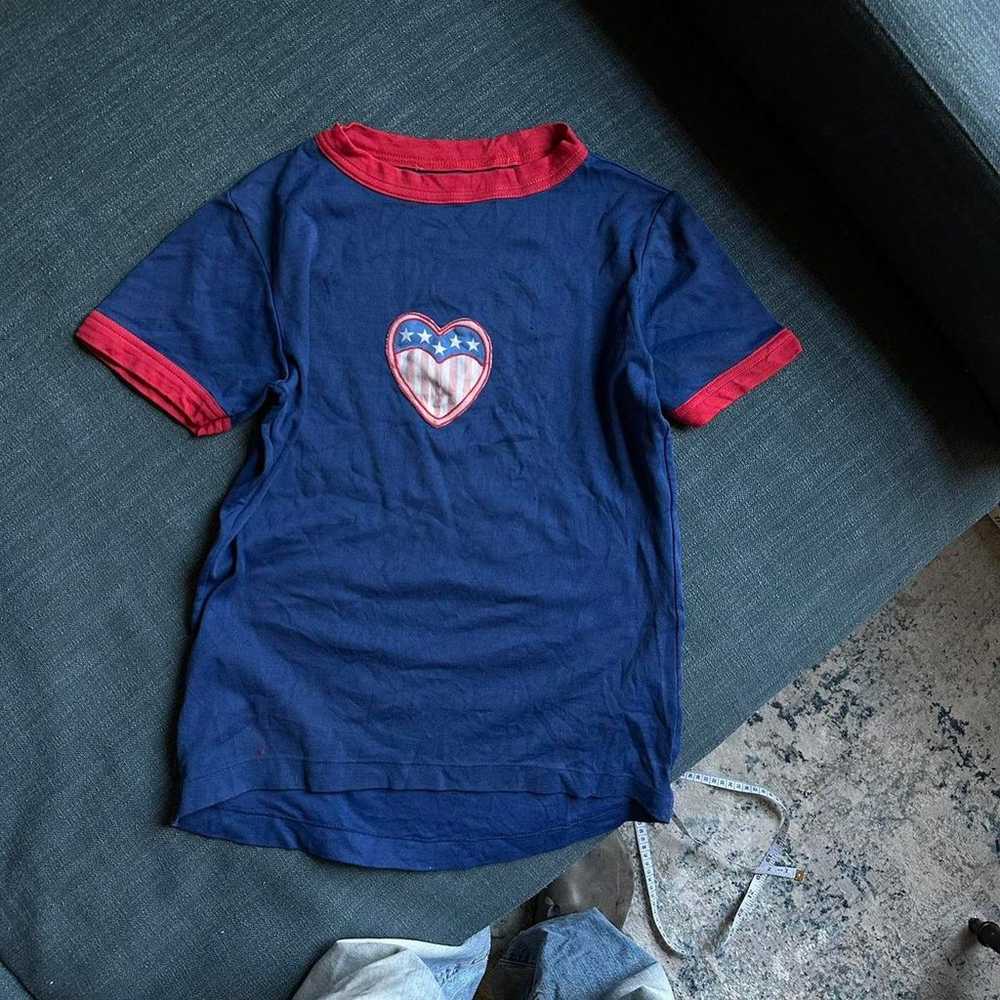 Perfect Vintage 60s 70s Heart USA Love Baby Tee R… - image 4