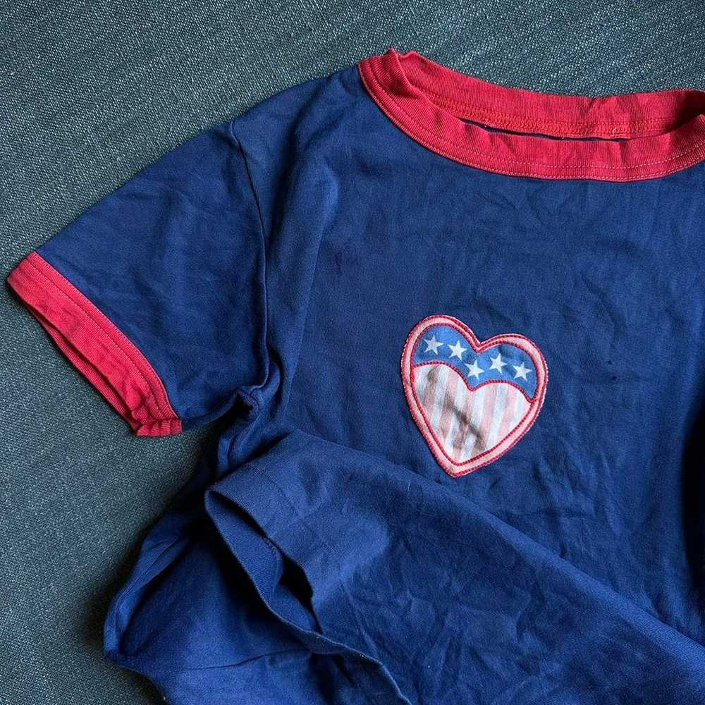 Perfect Vintage 60s 70s Heart USA Love Baby Tee R… - image 5