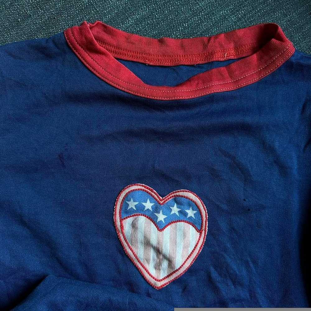 Perfect Vintage 60s 70s Heart USA Love Baby Tee R… - image 6