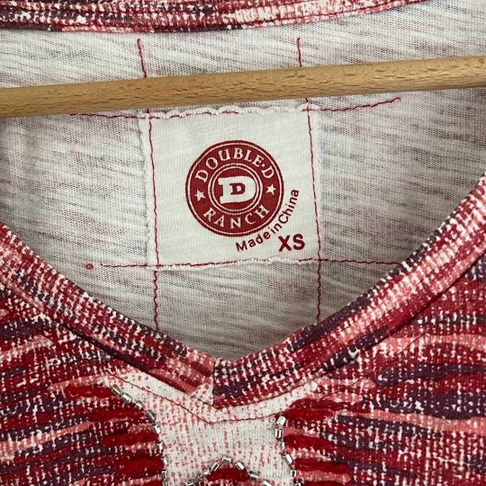 DOUBLE D RANCH Red & White "Star Turn" Fringed To… - image 3
