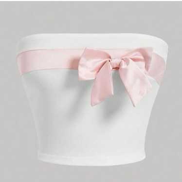 Rare silk bow cropped tube top - image 1