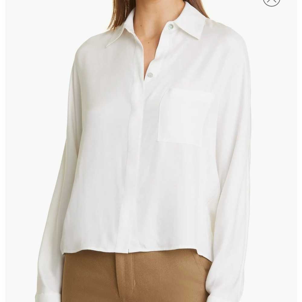 Vince 100% Silk Dropped Shoulder Button Down - image 1