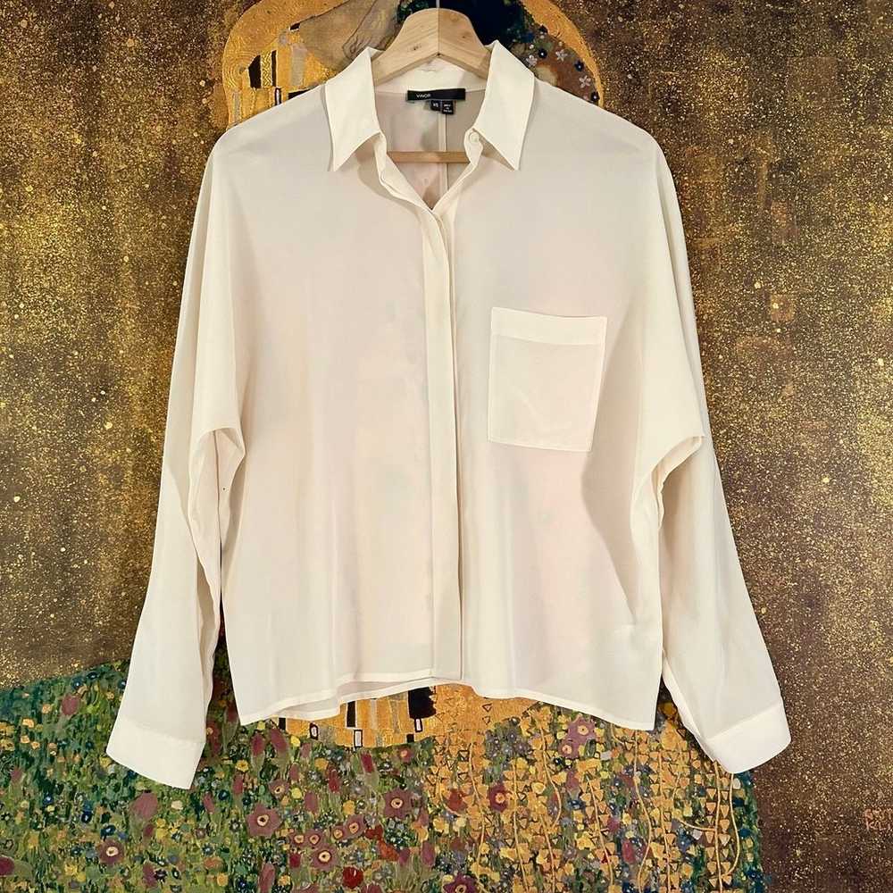 Vince 100% Silk Dropped Shoulder Button Down - image 2