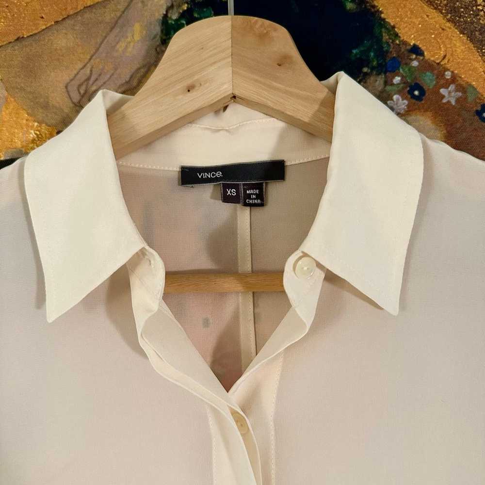 Vince 100% Silk Dropped Shoulder Button Down - image 3