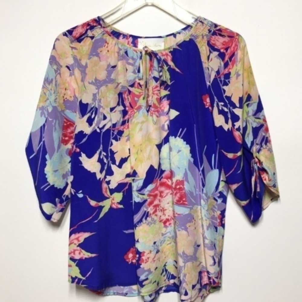 Yumi Kim Joey Boho Blouse Blue Zean Floral XS NWOT - image 3