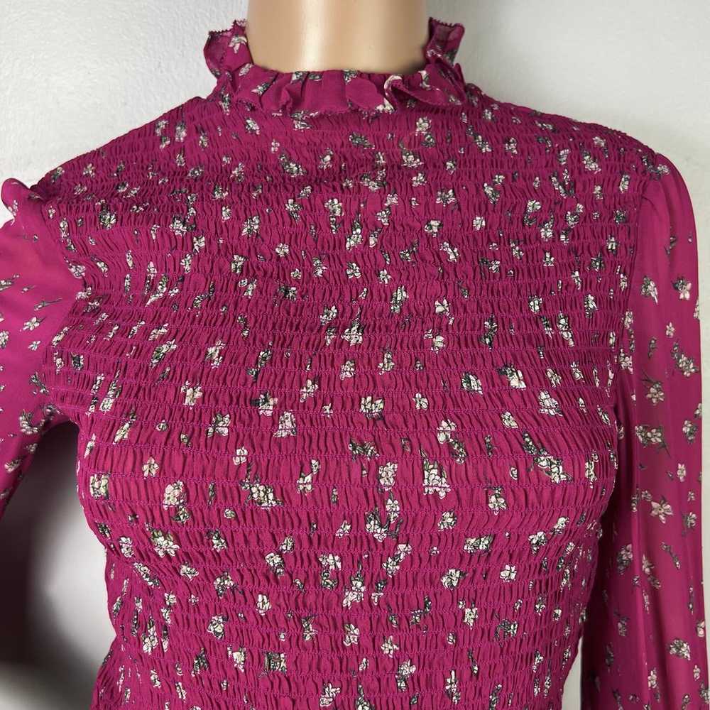 $350 NEW RAG & BONE PINK FLORAL PRINT SMOCKED TOP - image 4