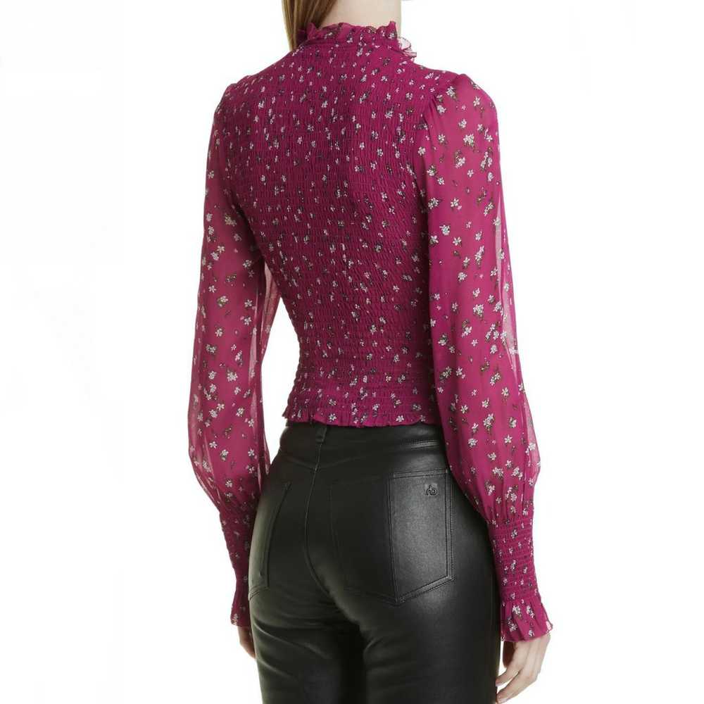 $350 NEW RAG & BONE PINK FLORAL PRINT SMOCKED TOP - image 7