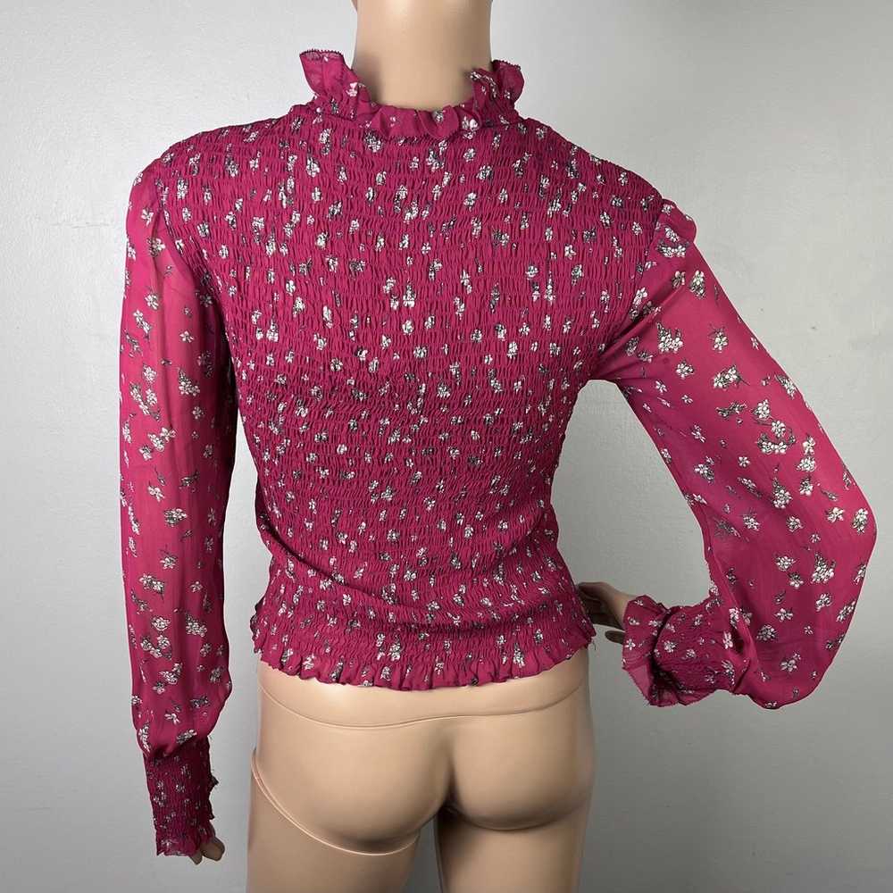 $350 NEW RAG & BONE PINK FLORAL PRINT SMOCKED TOP - image 8